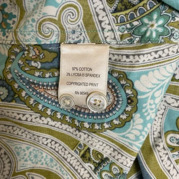 Tommy Bahama Top Women's‎ 10 Multi Color Paisley Button Up Long Sleeve Blouse - Picture 10 of 12